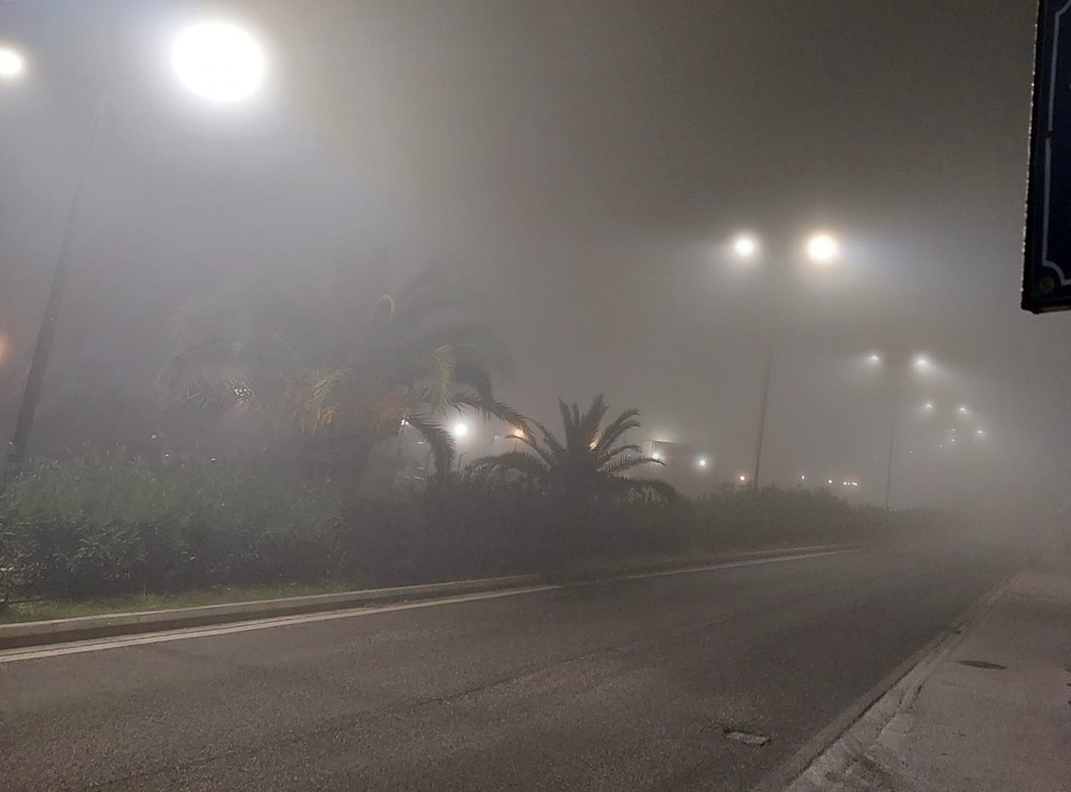 Thick fog at Corfu Airport this morning creates problems for arriving flights