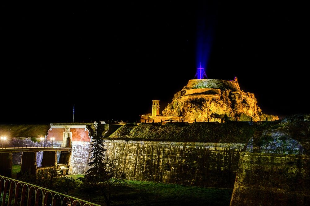 Old Fortress cross lit up in a different way
